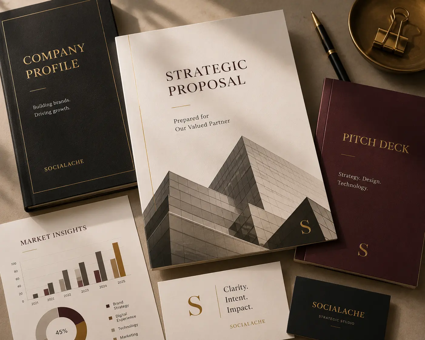 Strategic documents and corporate profiles at Socialache